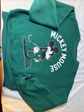 Disney Teal Green Mickey Mouse Crewneck Sweatshirt